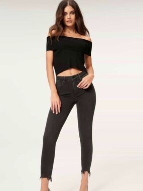 Good American Good Legs Distressed Black High-Rise Jeans Womens Size 10/30